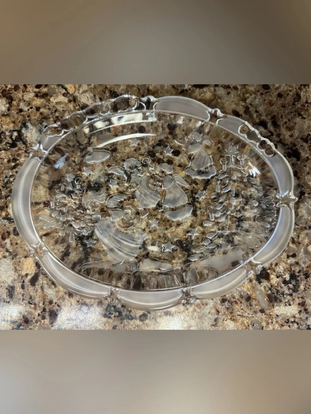 Mikasa Clear Glass Christmas Nativity Angel Holiday Cookie Plates - Set of 2
